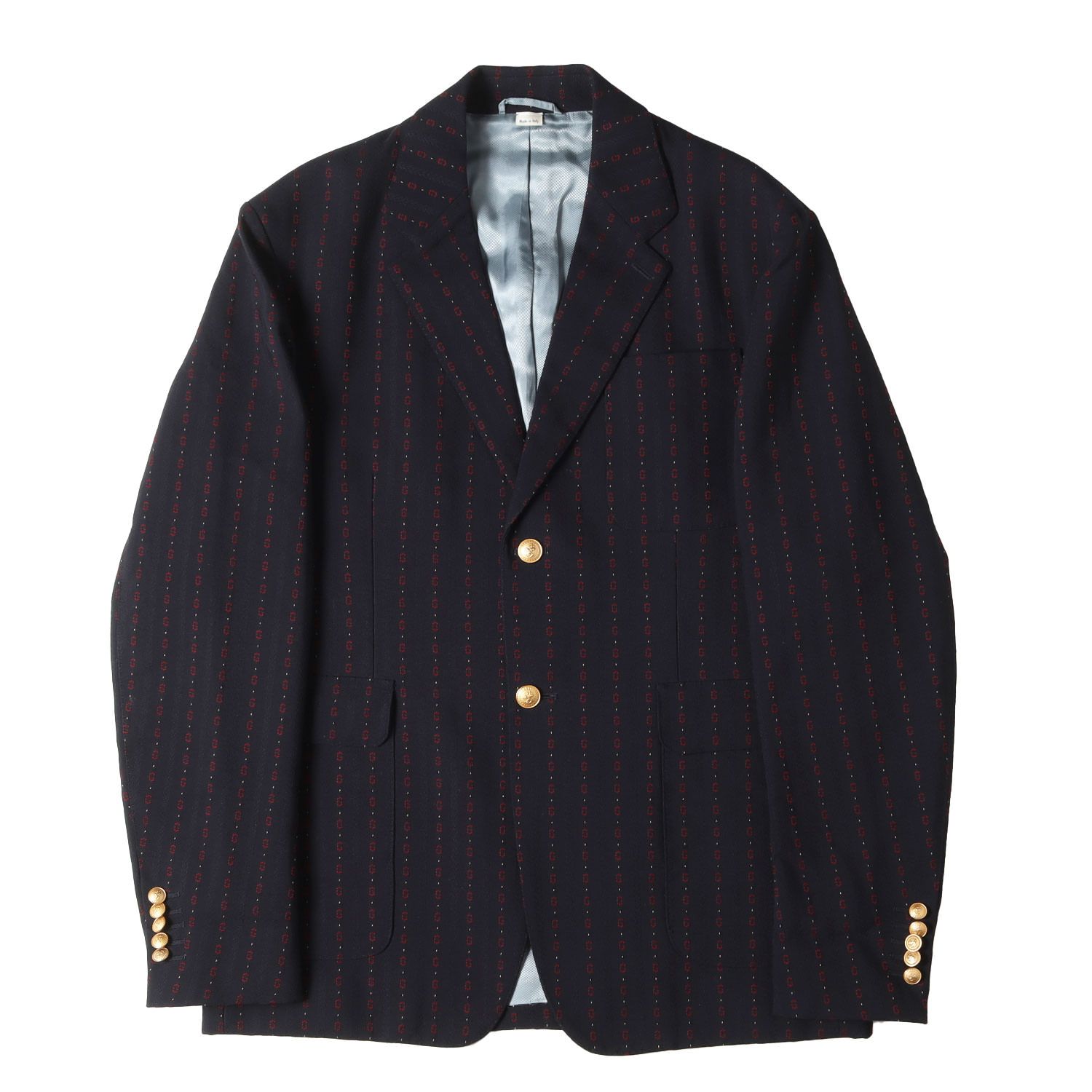 GUCCI グッチ ジャケット ネイビー 紺 サイズ:52 | Gロゴストライプ 2B