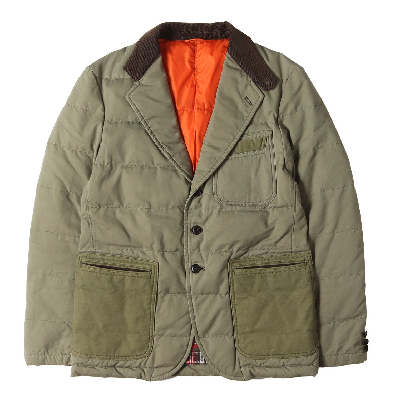 COMME des GARCONS HOMME コム デ ギャルソン オム ジャケット カーキ オレンジ サイズ:M | 製品洗い加工 ミリタリー コットン 3B ダウン テーラードジャケット 2014年製 | 上着 アウター ブルゾン【メンズ】【中古】 COMME des GARCONS HOMME コム デ ギャルソン オム ジャケット カーキ