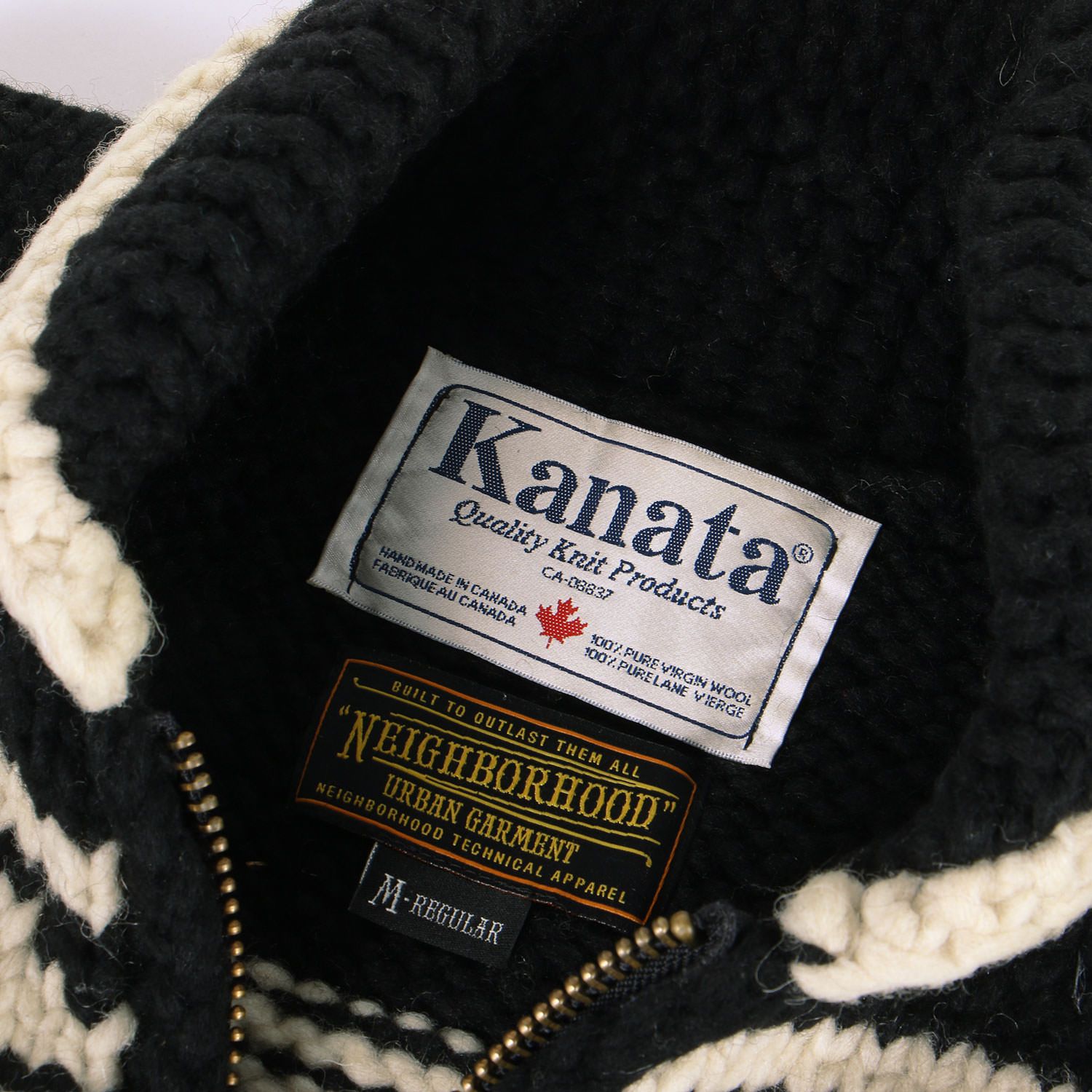 KANATA W-VEST カウチンセーター ベスト ネイバーフッド カナタ NEIGHBORHOOD ネイバーフッド ベスト ブラック 黒 サイズ:M | KANATA