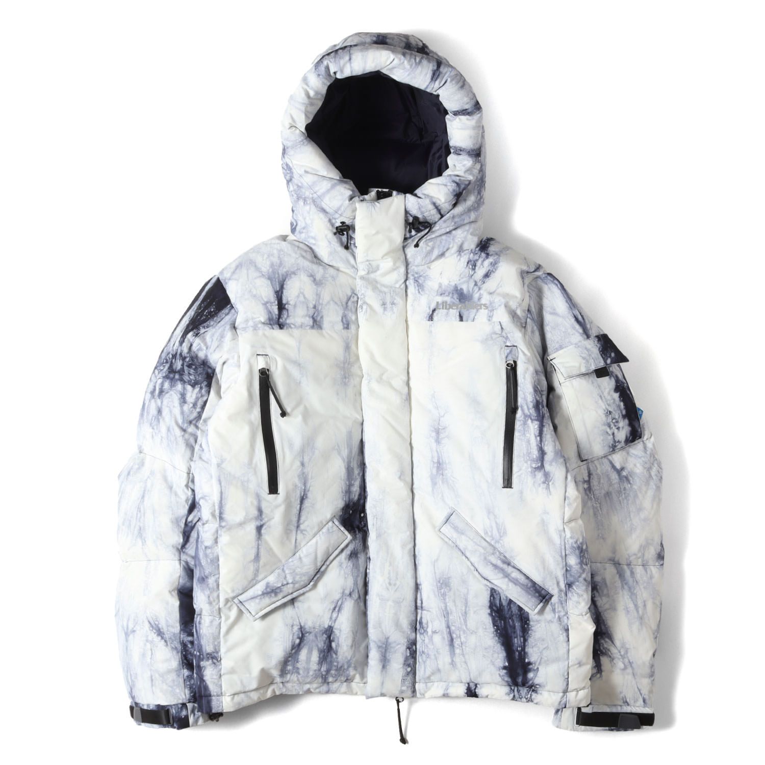 Liberaiders リベレイダース ジャケット ホワイト ネイビー  白 紺 サイズ:M | 20AW タイダイ マウンテン ダウンジャケット Mountain Range Down Jacket III 上着 アウター ブルゾン【メンズ】【中古】 Liberaiders リベレイダース ジャケット ホワイト ネイビー 白 紺