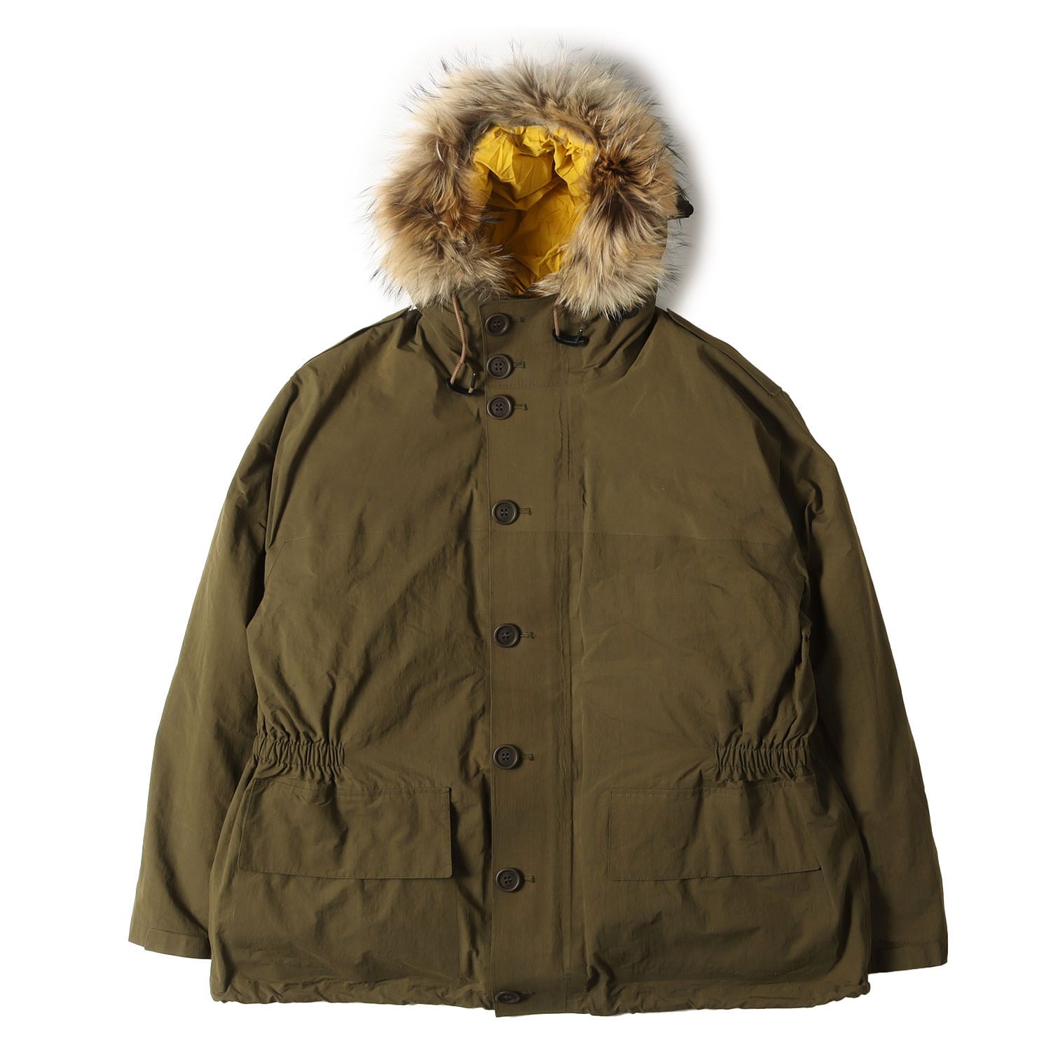 BURBERRY バーバリー ジャケット カーキ イエロー サイズ:XL | 5WAY ラクーンファー ライナーダウン フーデッド ジャケット | BRIT | アウター ブルゾン 上着【メンズ】【中古】 BURBERRY バーバリー ジャケット カーキ イエロー サイズ:XL | 5WAY