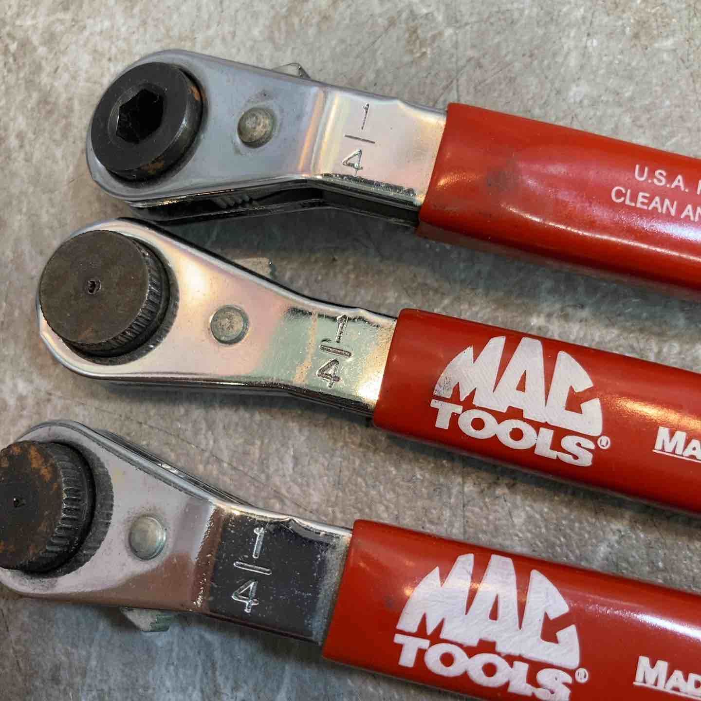 中古品】マックツール/MACTOOLS 1/4 ミニビットラチェット 3本セット 