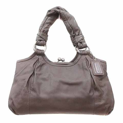 コーチ COACH ハンドバッグ ワンショルダー がま口 レザー 茶 ブラウン