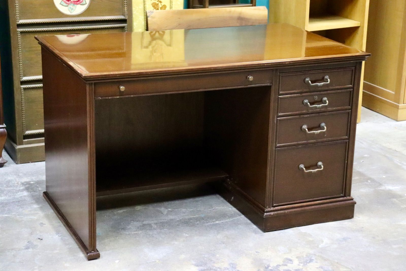 GMHH67○片袖机 書斎机 学習机 勉強机 役員デスク ヴィンテージ