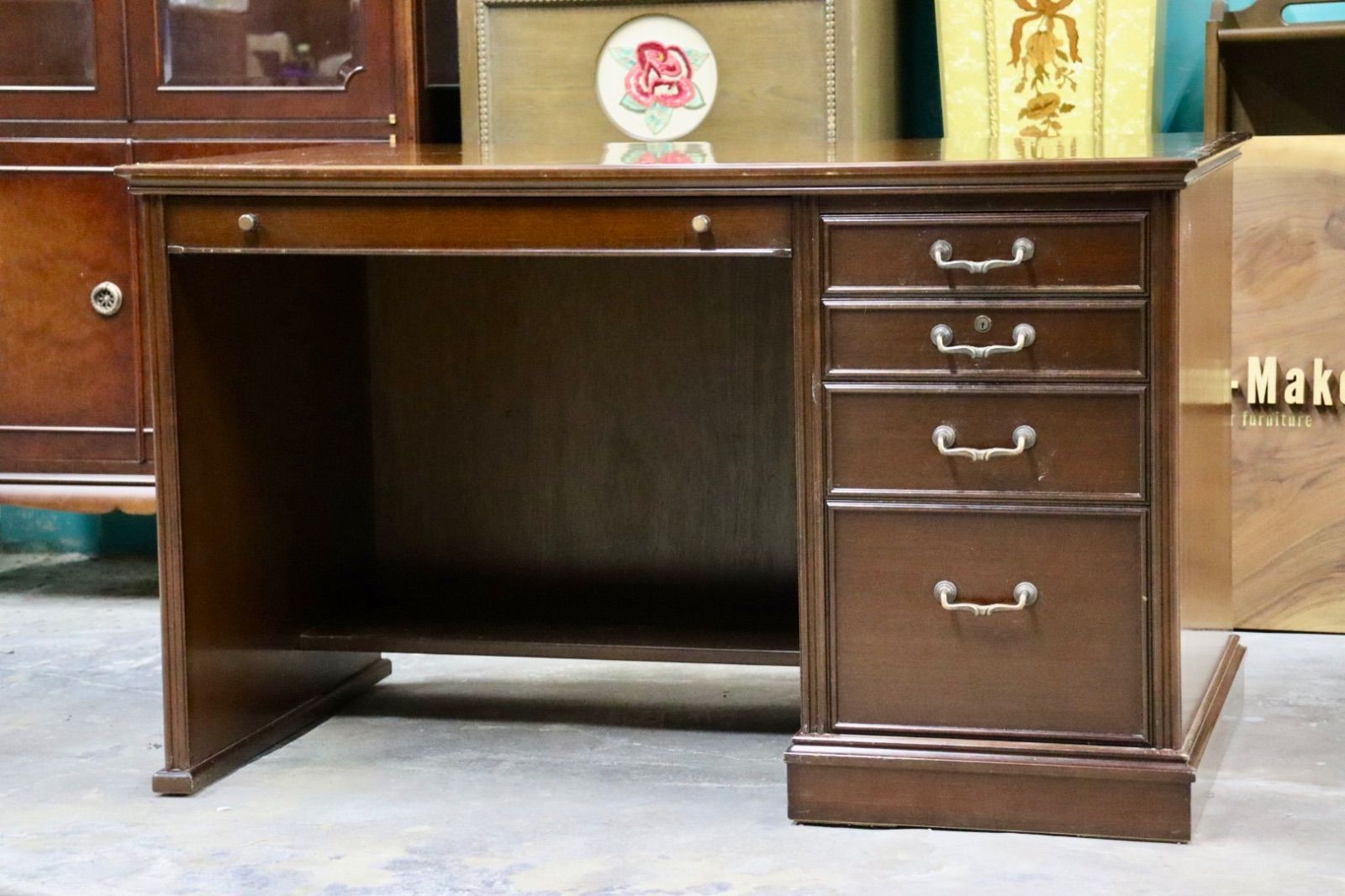 GMHH67○片袖机 書斎机 学習机 勉強机 役員デスク ヴィンテージ