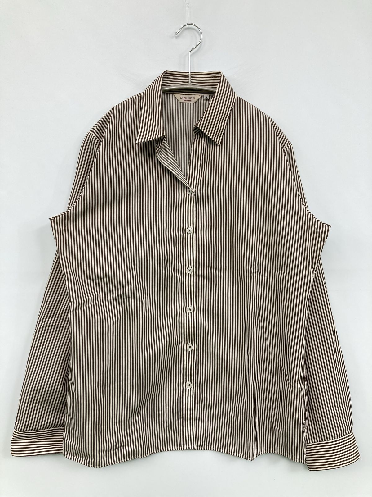 ORIHICA RHYME オリヒカライム シャツ/ブラウス LL ブラウン コットン