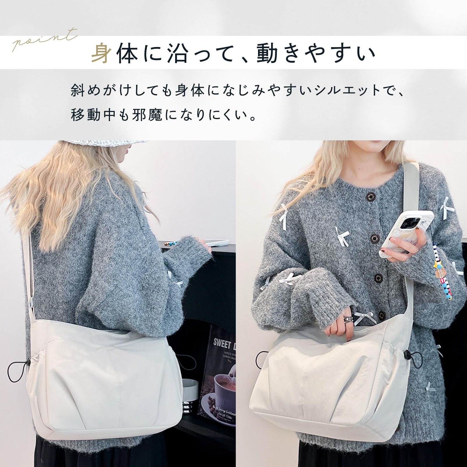 adzu] ショルダーバッグ レディース 斜めがけ 撥水 ナイロン 軽量