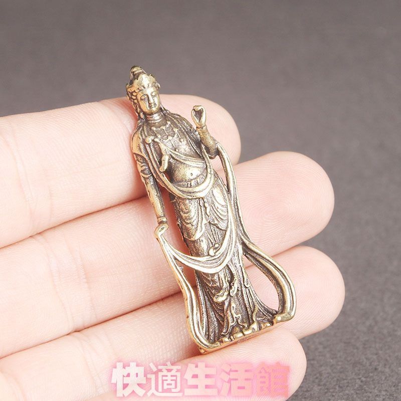 観音菩薩 置物 オブジェ 神 神様 仏 仏像 銅製 アンティーク調