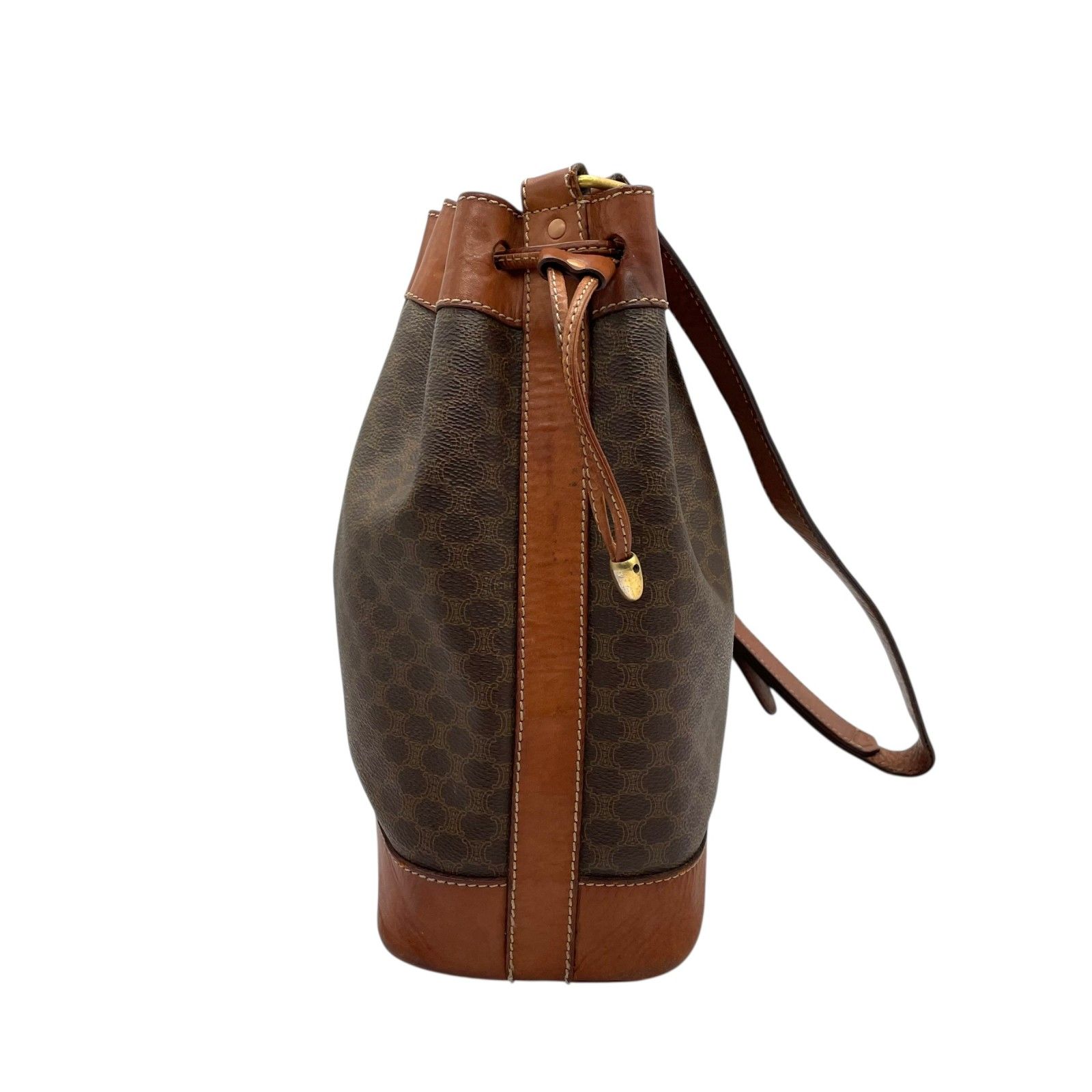 CELINE セリーヌ マカダム PVC レザー 巾着型 ショルダーバッグ ワン