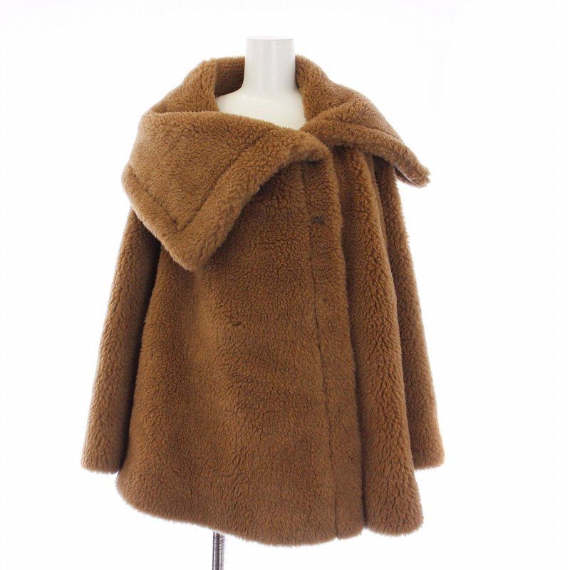 マックスマーラ MAX MARA テディベア ケープコート ポンチョ キャメル
