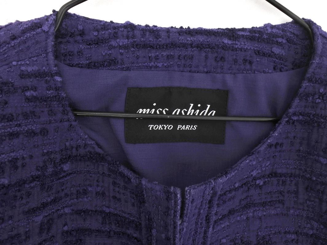 miss ashida ミスアシダ ノーカラー ジャケット sizeTALL11/紫