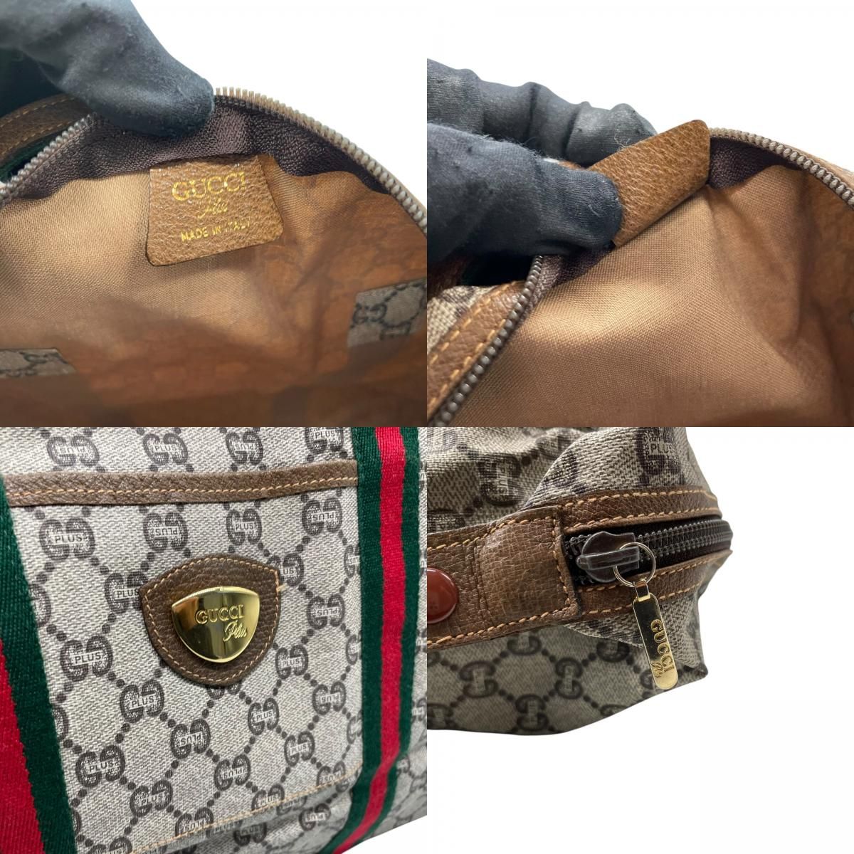 GUCCI グッチ GGプラス ボストンバッグ ヴィンテージ PVC グレー