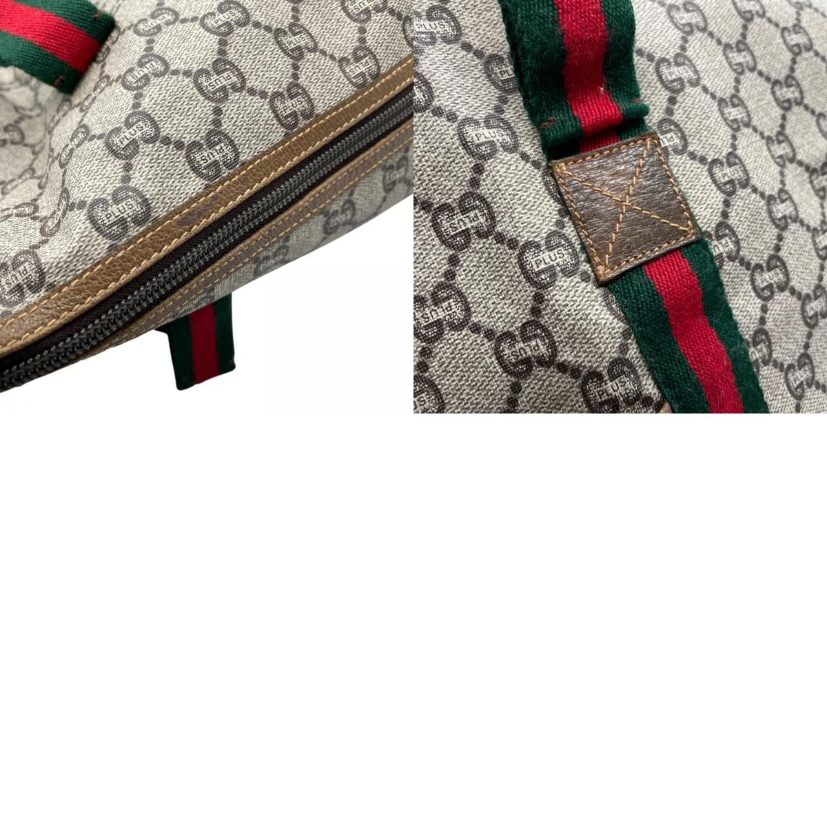 GUCCI グッチ GGプラス ボストンバッグ ヴィンテージ PVC グレー