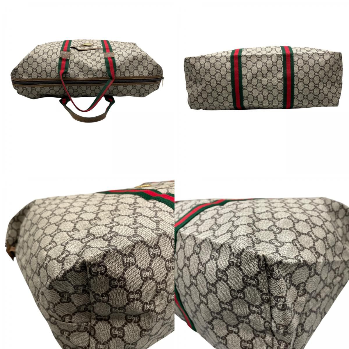 GUCCI グッチ GGプラス ボストンバッグ ヴィンテージ PVC グレー