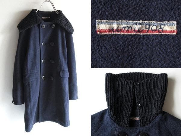 Umii908 45rpm ニット襟 微起毛 コットンヘリンボーンツイード