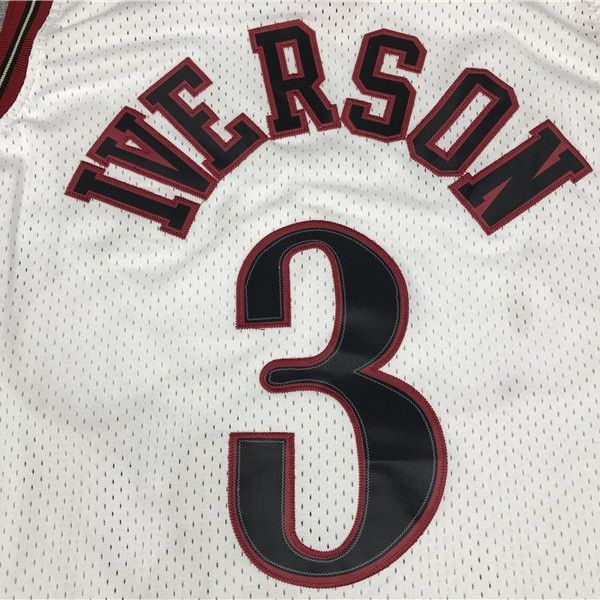 NBA アレン・アイバーソン 76ers ユニフォーム 刺繍ロゴ 白 - メルカリ