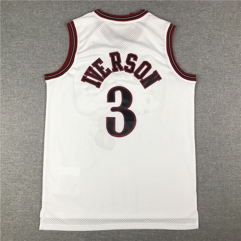NBA アレン・アイバーソン 76ers ユニフォーム 刺繍ロゴ 白 - メルカリ