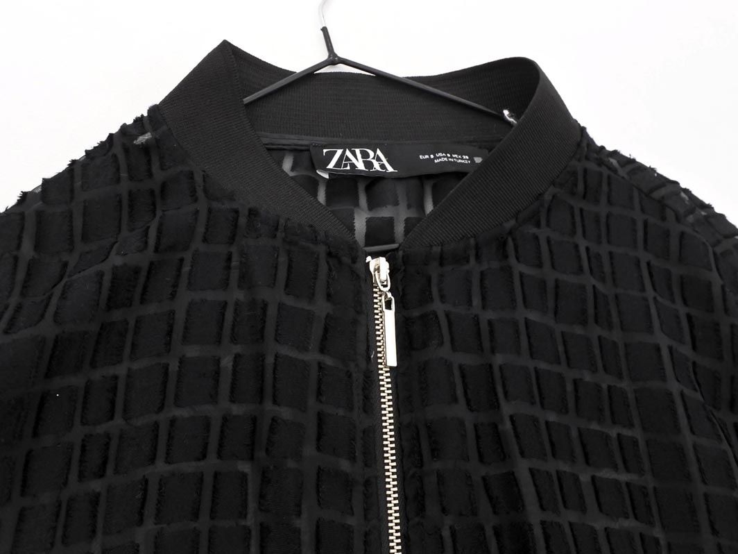 ZARA ザラ チェック シアー ブルゾン ジャケット sizeS/黒