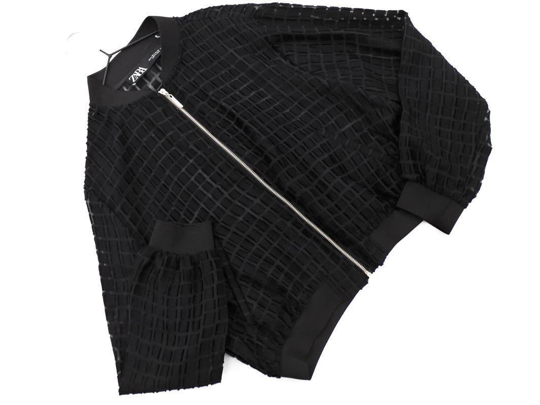 ZARA ザラ チェック シアー ブルゾン ジャケット sizeS/黒