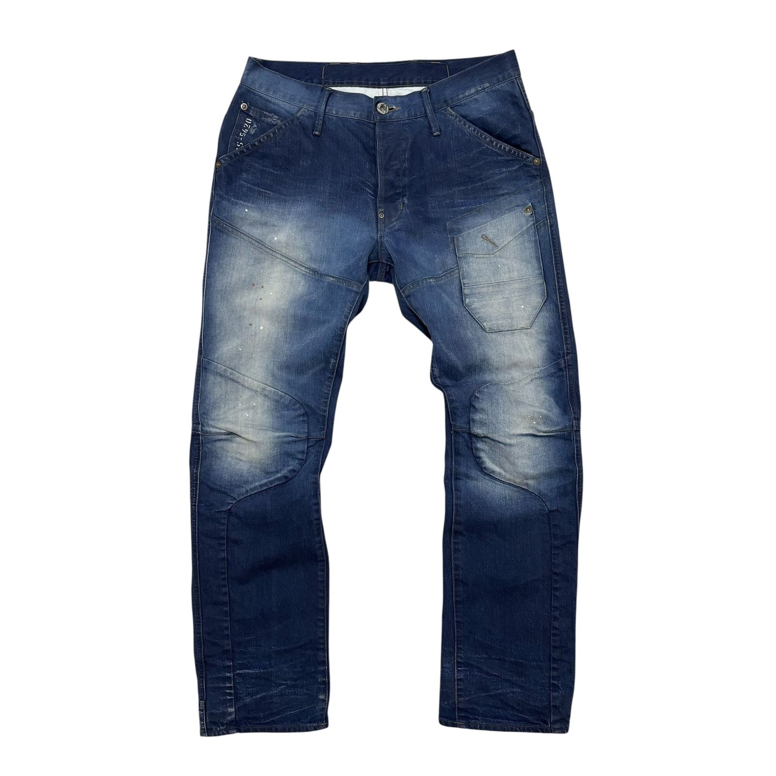 古着 ジースターロウ G-STAR RAW ストレート デニムパンツ ダメージ 