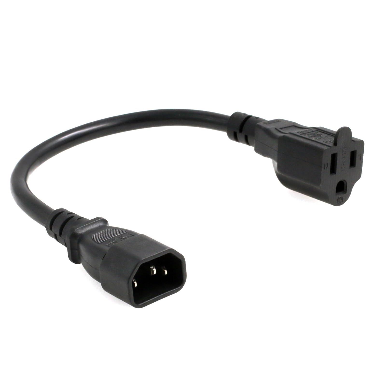 HangTON UPS PDU Power Cord Adapter Cable IEC320 C14 Male - NEMA 5-15R 10A 30cm for Computer PC Monitor