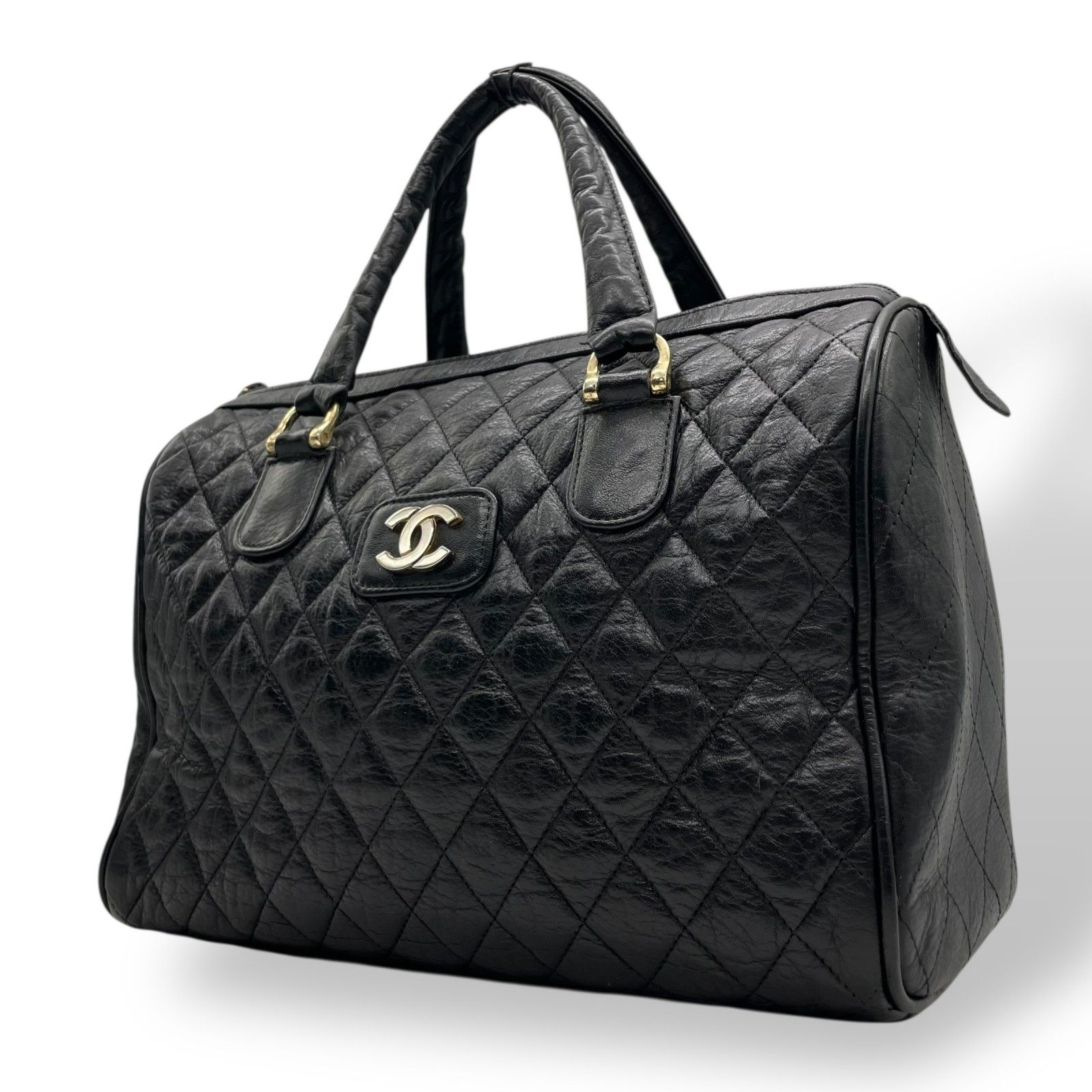 CHANEL シャネル マトラッセ レザー ミニボストン ハンドバッグ ココ