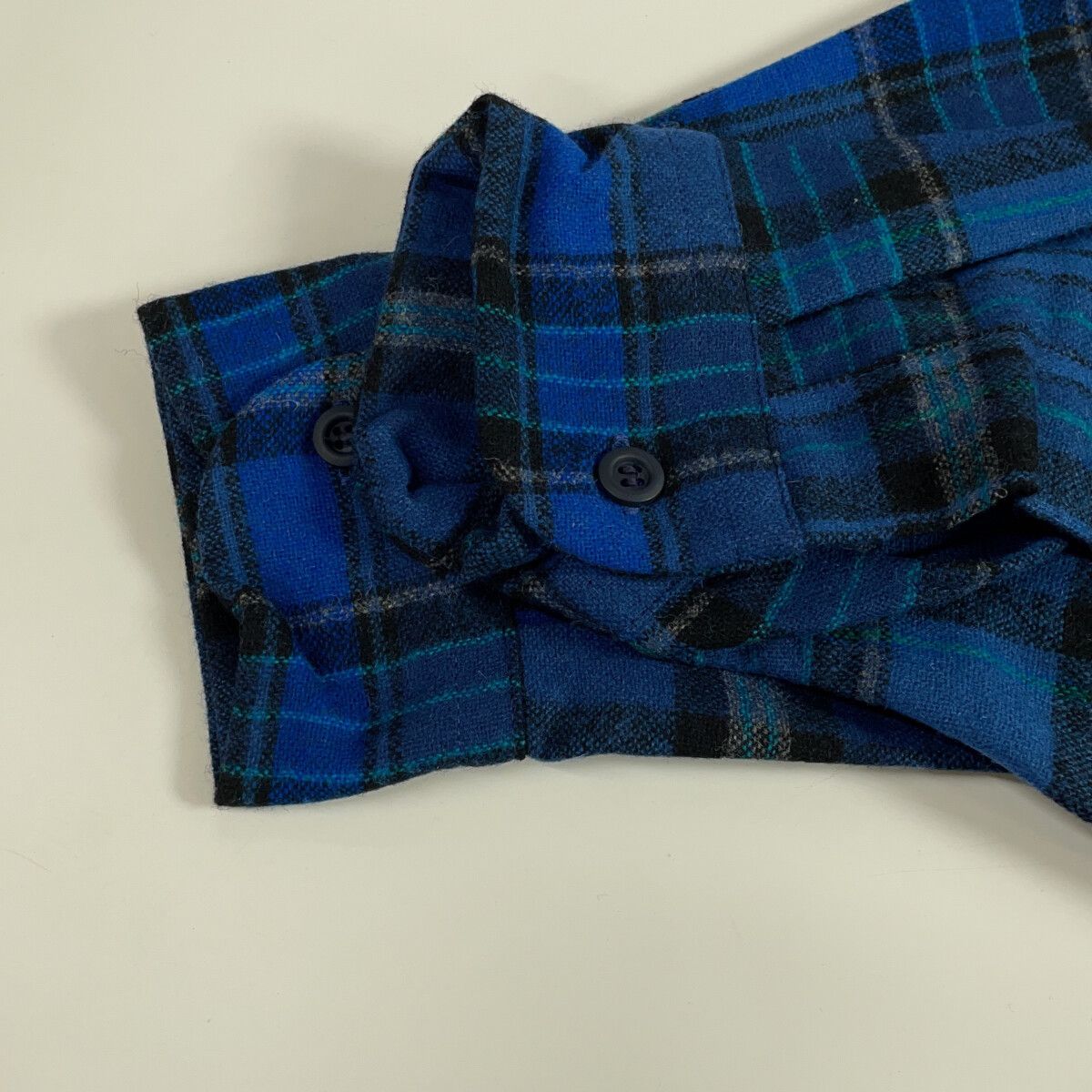 PENDLETON ペンドルトン 70s USA製 ﾌﾞﾙｰ ﾊﾞｰｼﾞﾝｳｰﾙ100 ﾁｪｯｸ ﾎﾞｰﾄﾞｼｬﾂ M