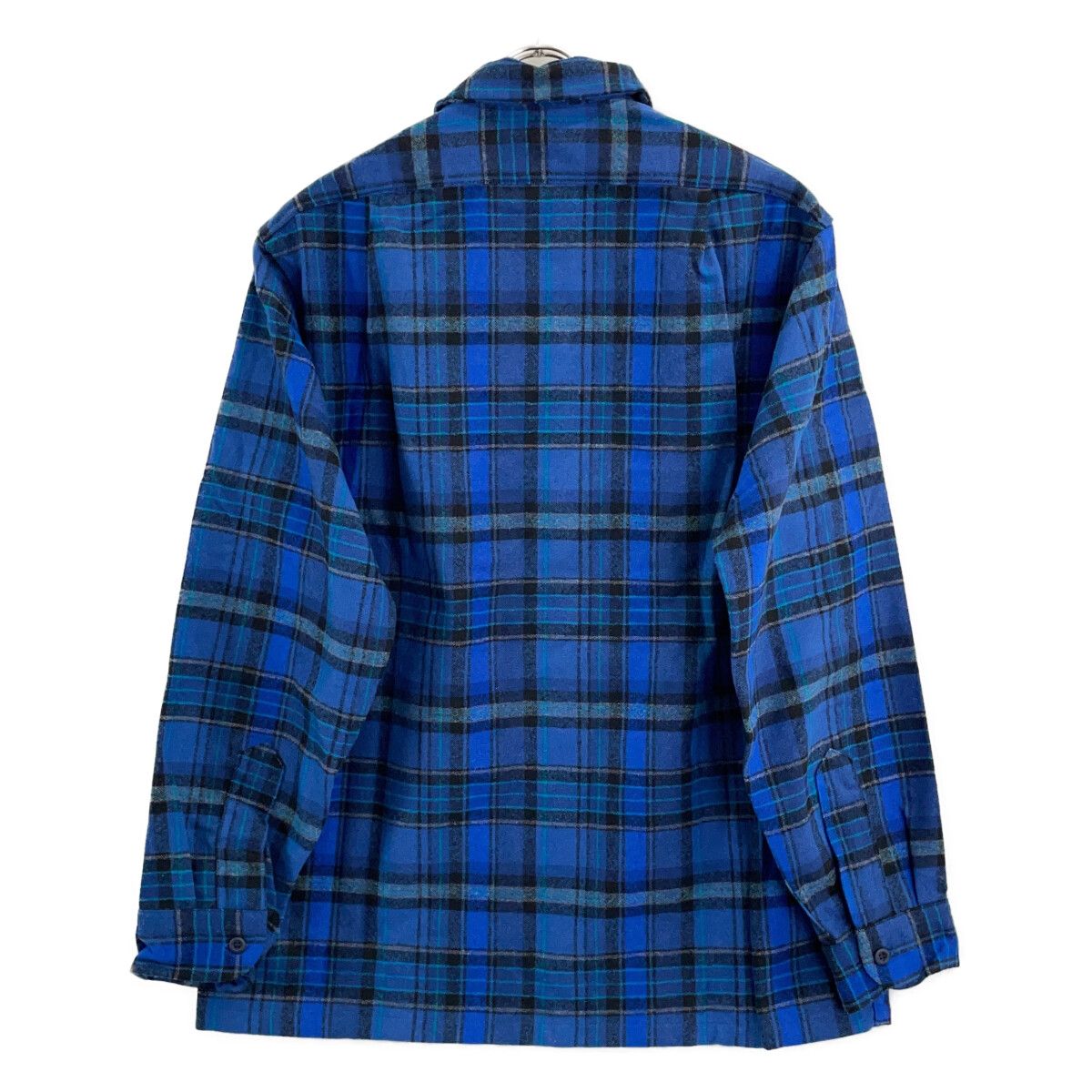 PENDLETON ペンドルトン 70s USA製 ﾌﾞﾙｰ ﾊﾞｰｼﾞﾝｳｰﾙ100 ﾁｪｯｸ ﾎﾞｰﾄﾞｼｬﾂ M