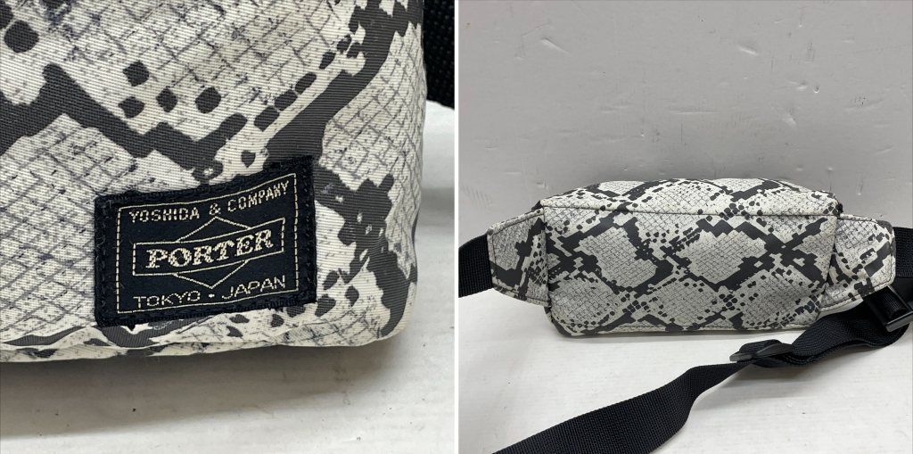 01w-4835 ヘッドポーター HEAD PORTER パイソン柄ウエストバッグ ヘビ