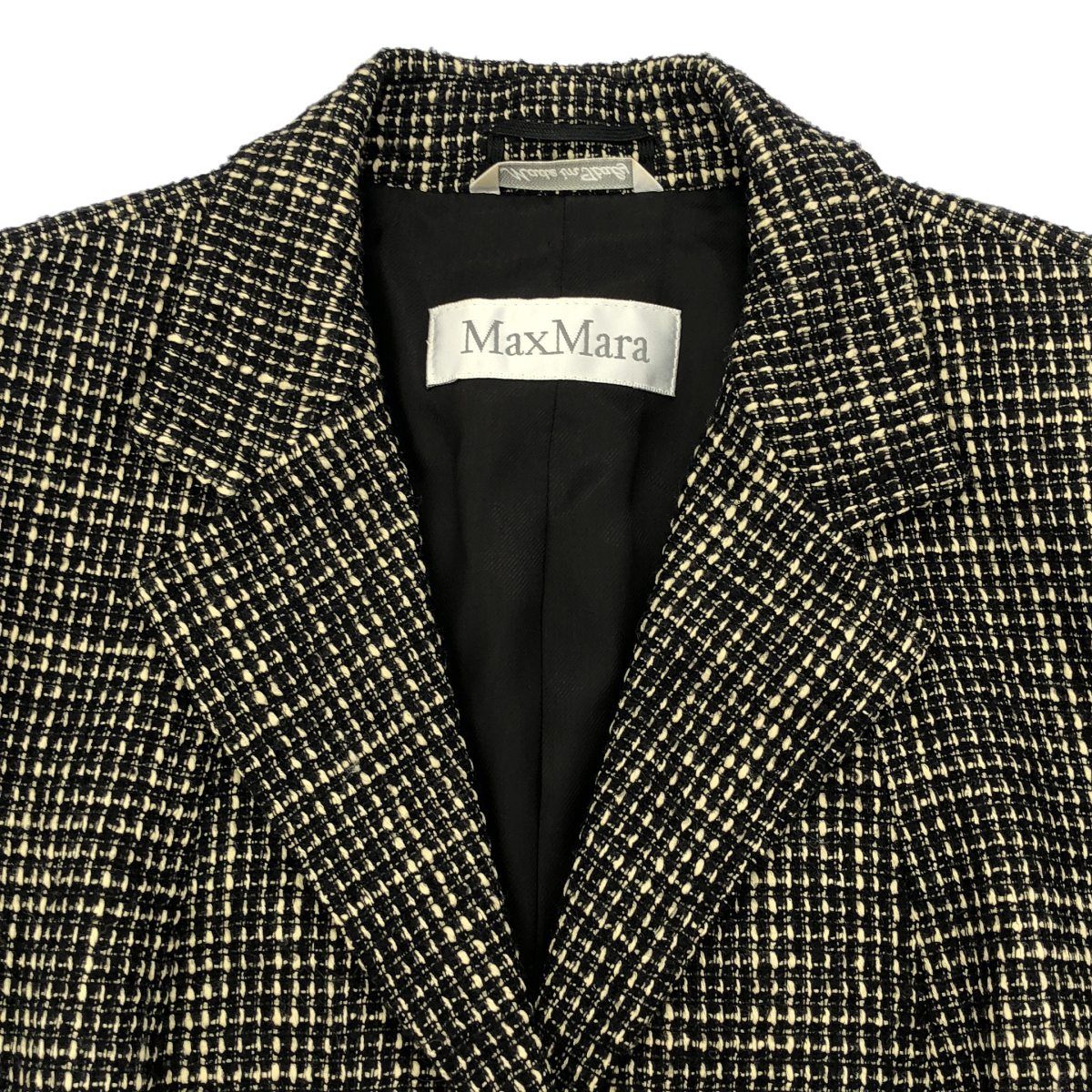 MaxMara マックスマーラ 3Bツイードジャケット ブラック ホワイト 42