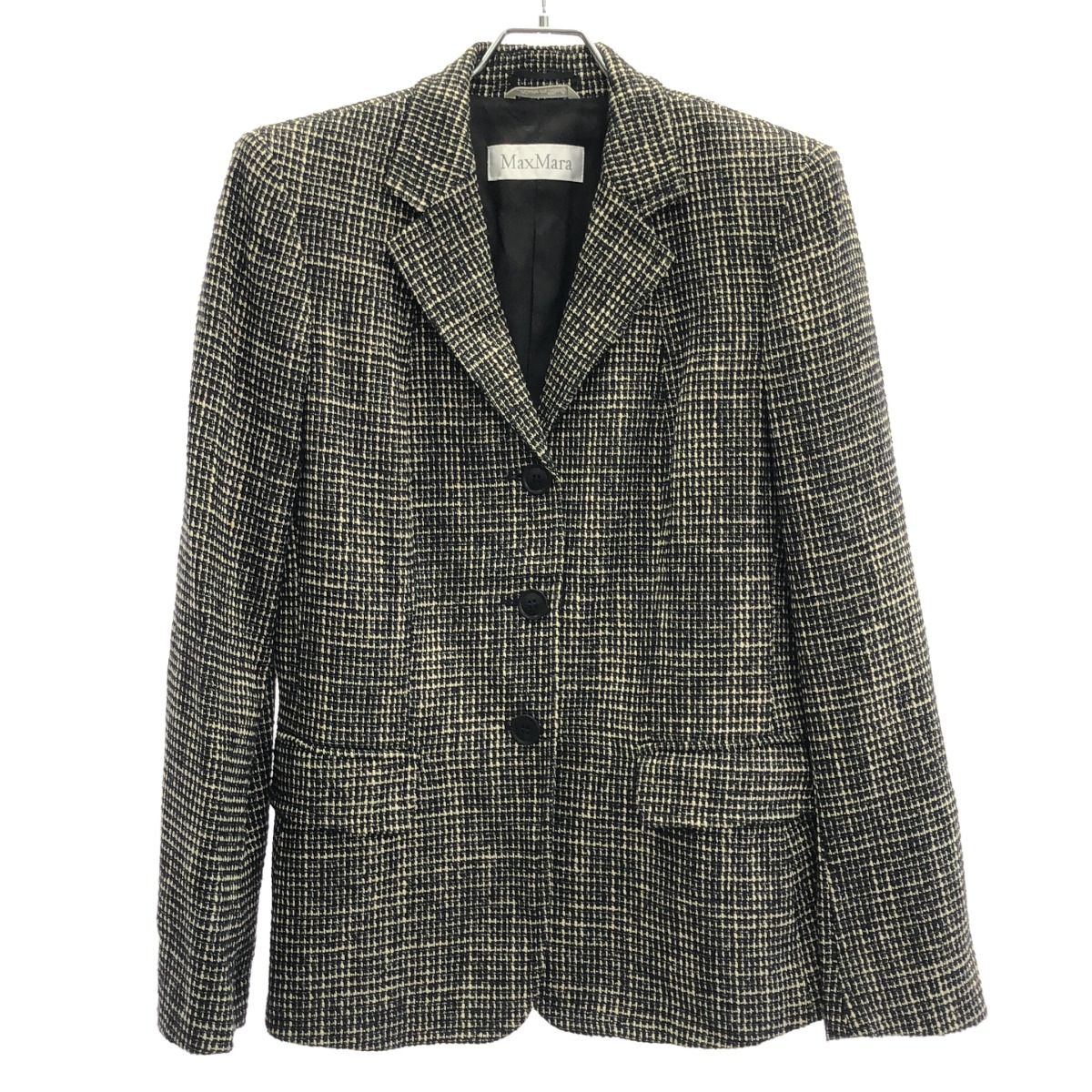 MaxMara マックスマーラ 3Bツイードジャケット ブラック ホワイト 42