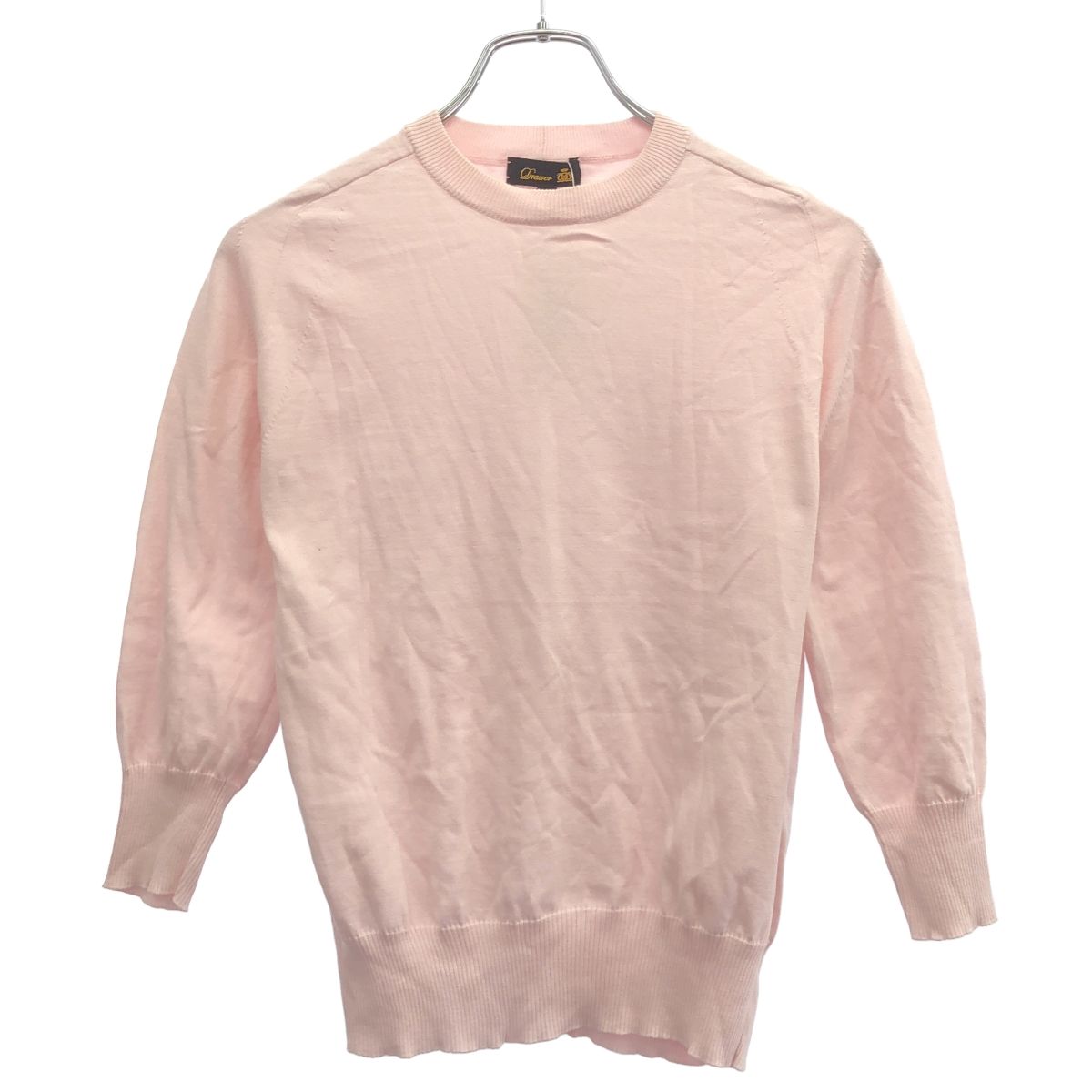 Drawer ドゥロワー 18G クルーネック 8分袖 ニット 6513-106-0783