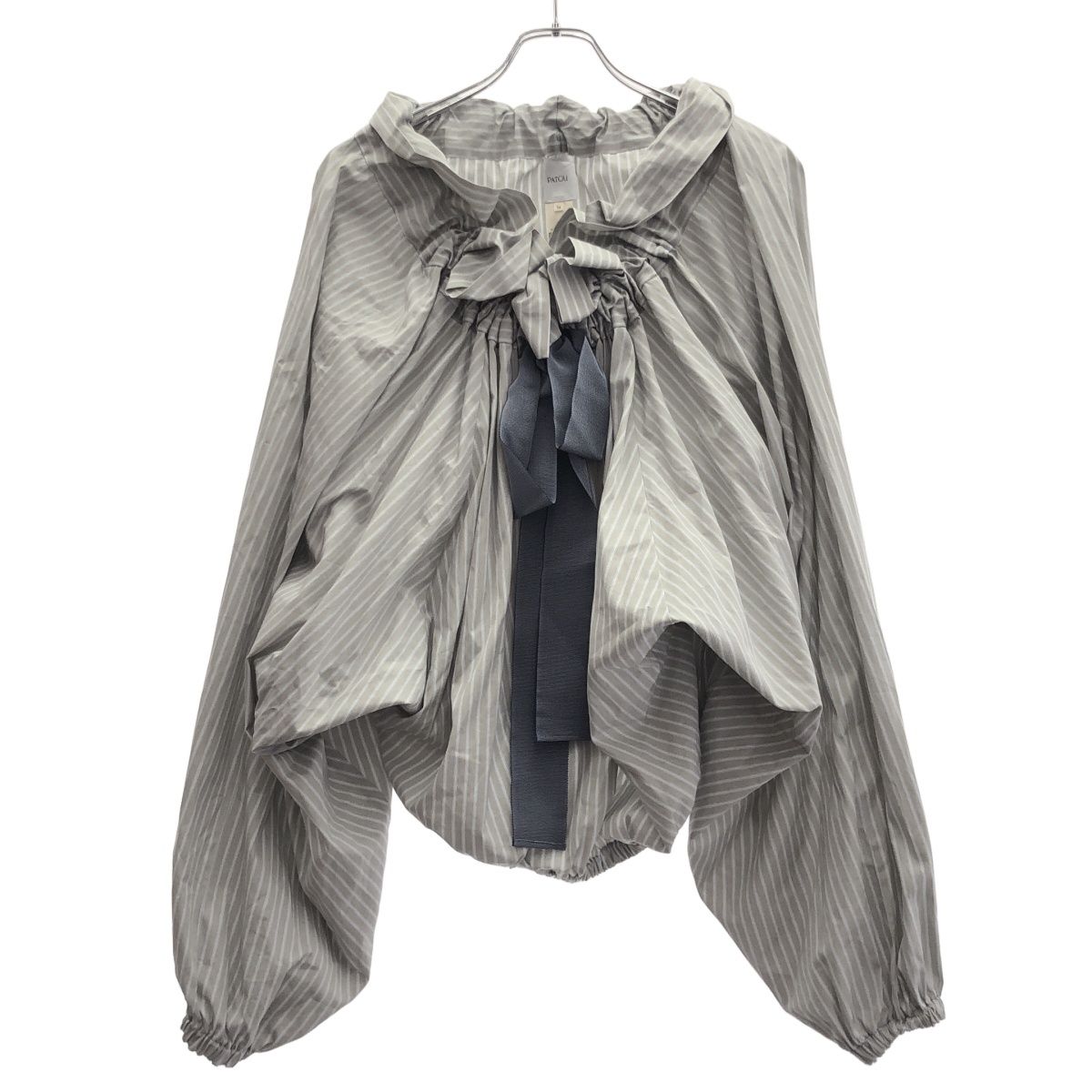 PATOU パトゥ Gros Grain Long Sleeves Top ストライプトップス 22A-TO017-0125 グリーン 34