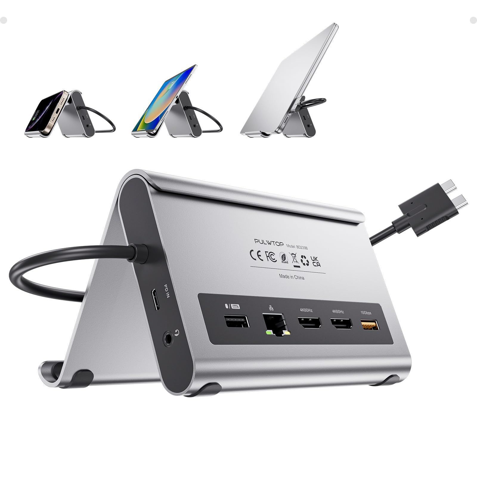 PULWTOP USB C ドッキングステーション デュアル 4K モニター MacBook 