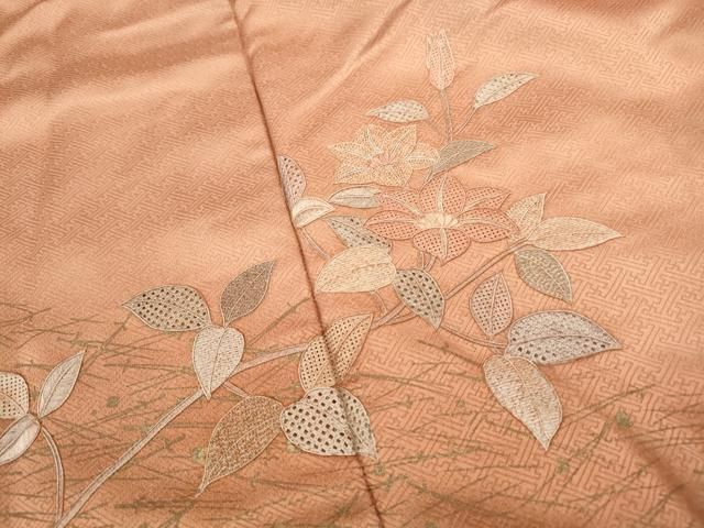 平和屋着物□中国三大刺繍 スワトウ刺繍 汕頭刺繍 訪問着 枝花文 金彩