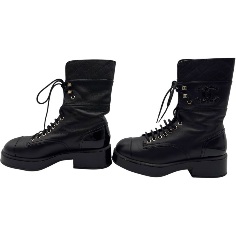 シャネル CHANEL マトラッセキルティングレザーロングブーツ G38863