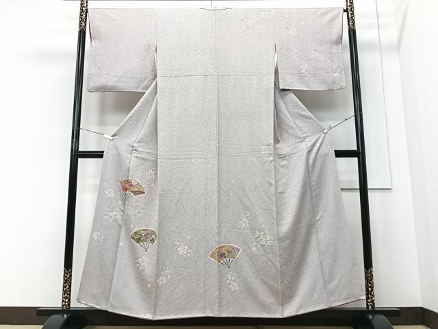 平和屋着物□訪問着 駒刺繍 扇面花文 金彩 正絹 逸品 CABD6916xe