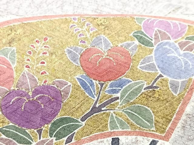 平和屋着物□訪問着 駒刺繍 扇面花文 金彩 正絹 逸品 CABD6916xe