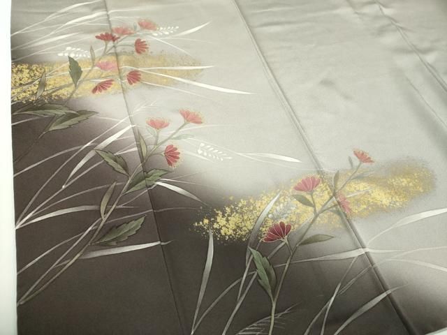 平和屋着物●ファッションデザイナー　HIROKO KOSHINO　コシノヒロコ　訪問着　絞り　流水草花文　金彩　正絹　逸品　DABD9164ud 平和屋着物○ファッションデザイナー HIROKO KOSHINO コシノヒロコ