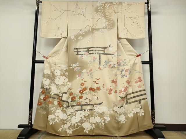 平和屋着物●訪問着　刺繍　草花文　暈し染め　金彩　正絹　逸品　CABD0365ut 平和屋着物○訪問着 刺繍 草花文 暈し染め 金彩 正絹 逸品 CABD0365ut