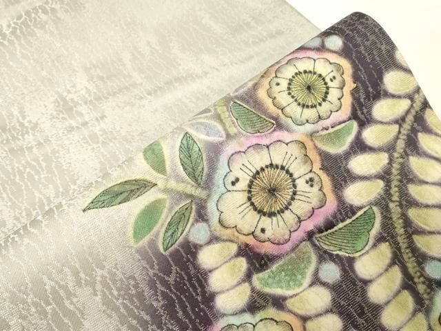 平和屋着物○六通柄袋帯 作家物 辻が花 銀通し地 正絹 逸品 CABD4287dy 
