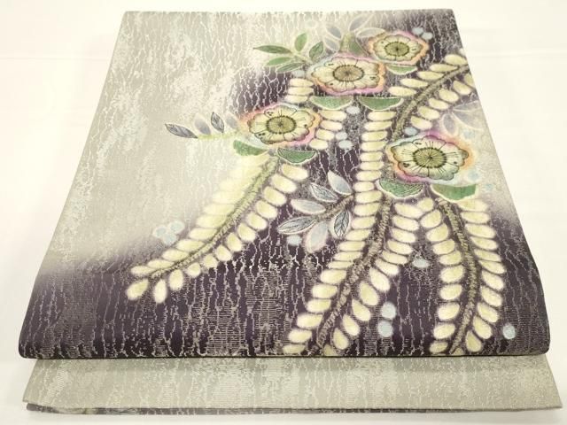 平和屋着物○六通柄袋帯 作家物 辻が花 銀通し地 正絹 逸品