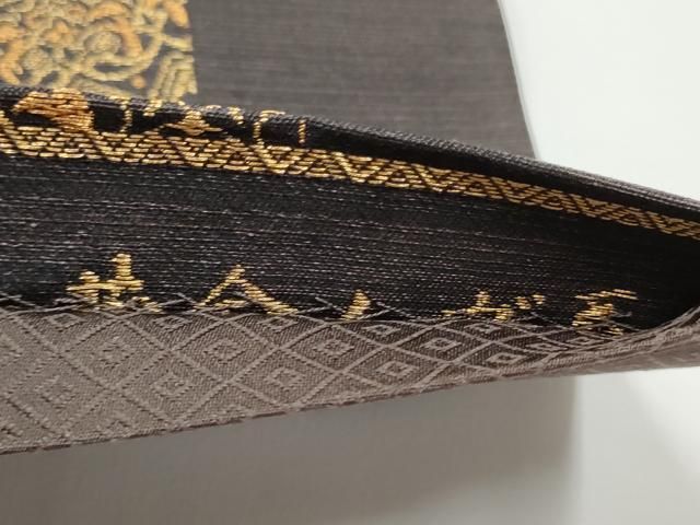 平和屋着物○全通柄袋帯 黄金ムガ蚕 更紗花間道 金糸 正絹 逸品