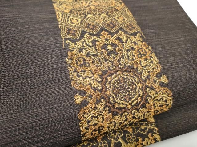 平和屋着物○全通柄袋帯 黄金ムガ蚕 更紗花間道 金糸 正絹 逸品