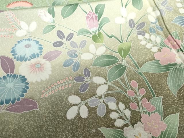 平和屋着物●訪問着　枝花文　暈し染め　金銀糸　正絹　逸品　AABG7911cs 平和屋着物○訪問着 枝花文 暈し染め 金銀糸 正絹 逸品 AABG7911cs