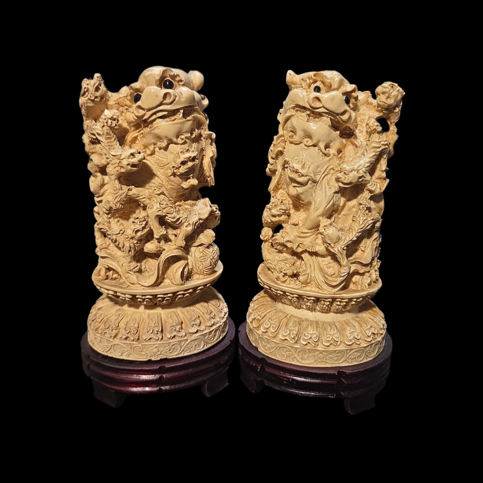 中国美術 唐獅子 置物 獅子 練物 魔除け 開運 アンティーク レトロ 古