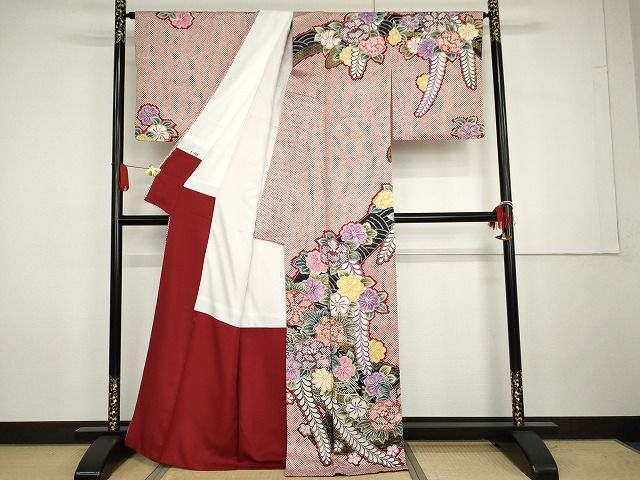 平和屋着物●訪問着　紬地　草花文　金彩　正絹　逸品　AABG5307cs 平和屋着物□訪問着 作家物 紬地 枝花文 金彩 正絹 逸品 CABF5782oyの