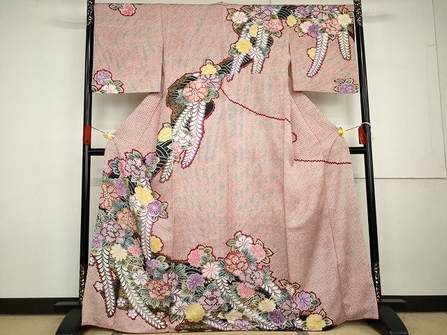 平和屋着物●訪問着　紬地　草花文　金彩　正絹　逸品　AABG5307cs 平和屋着物○訪問着 駒刺繍 草花文 金彩 正絹 逸品 AABG7949cs - メルカリ