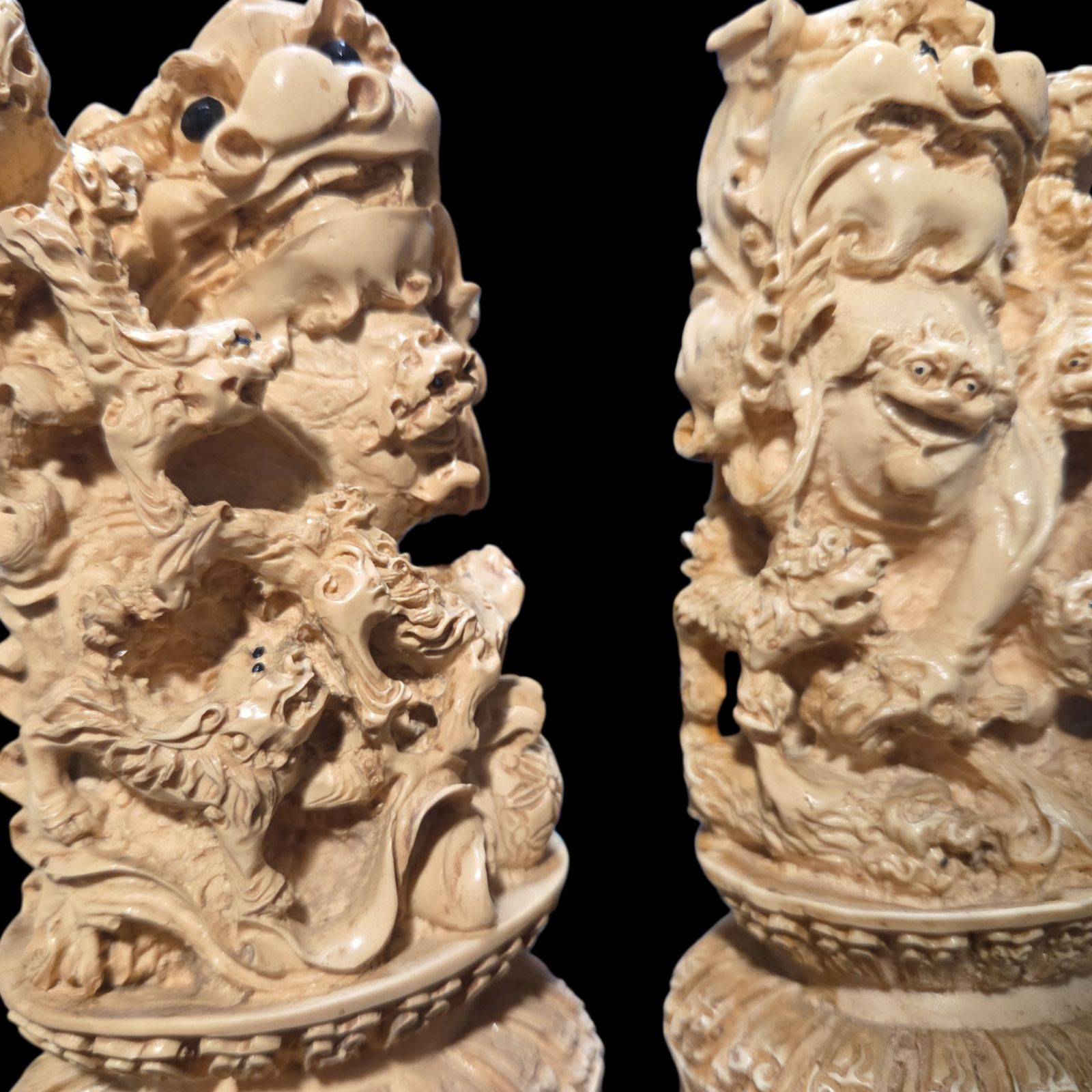 中国美術 唐獅子 置物 獅子 練物 魔除け 開運 アンティーク レトロ 古