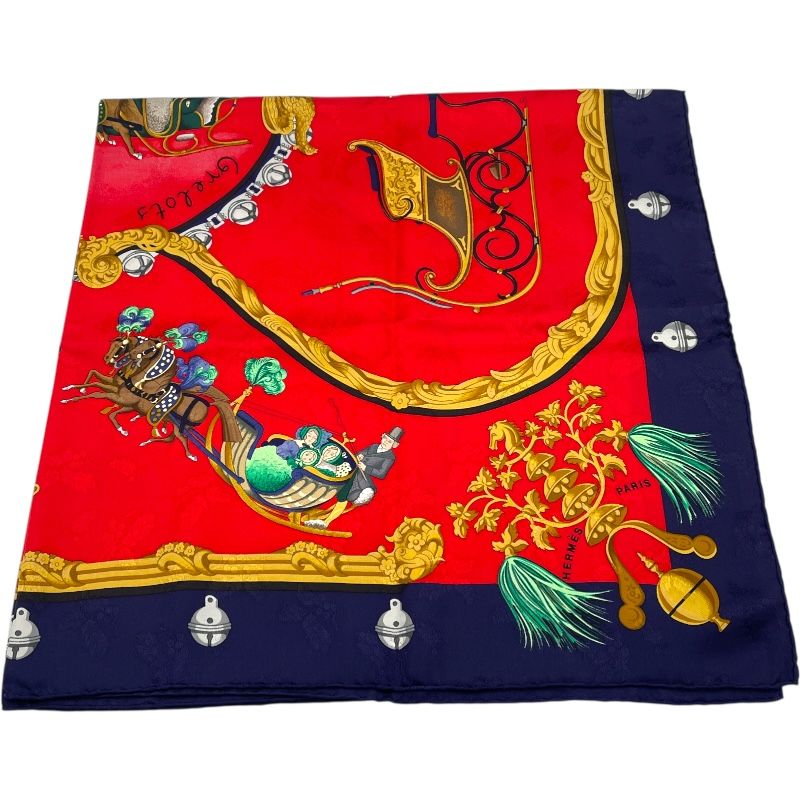 エルメス HERMES カレ90 Plumes et Grelots シルク レディース